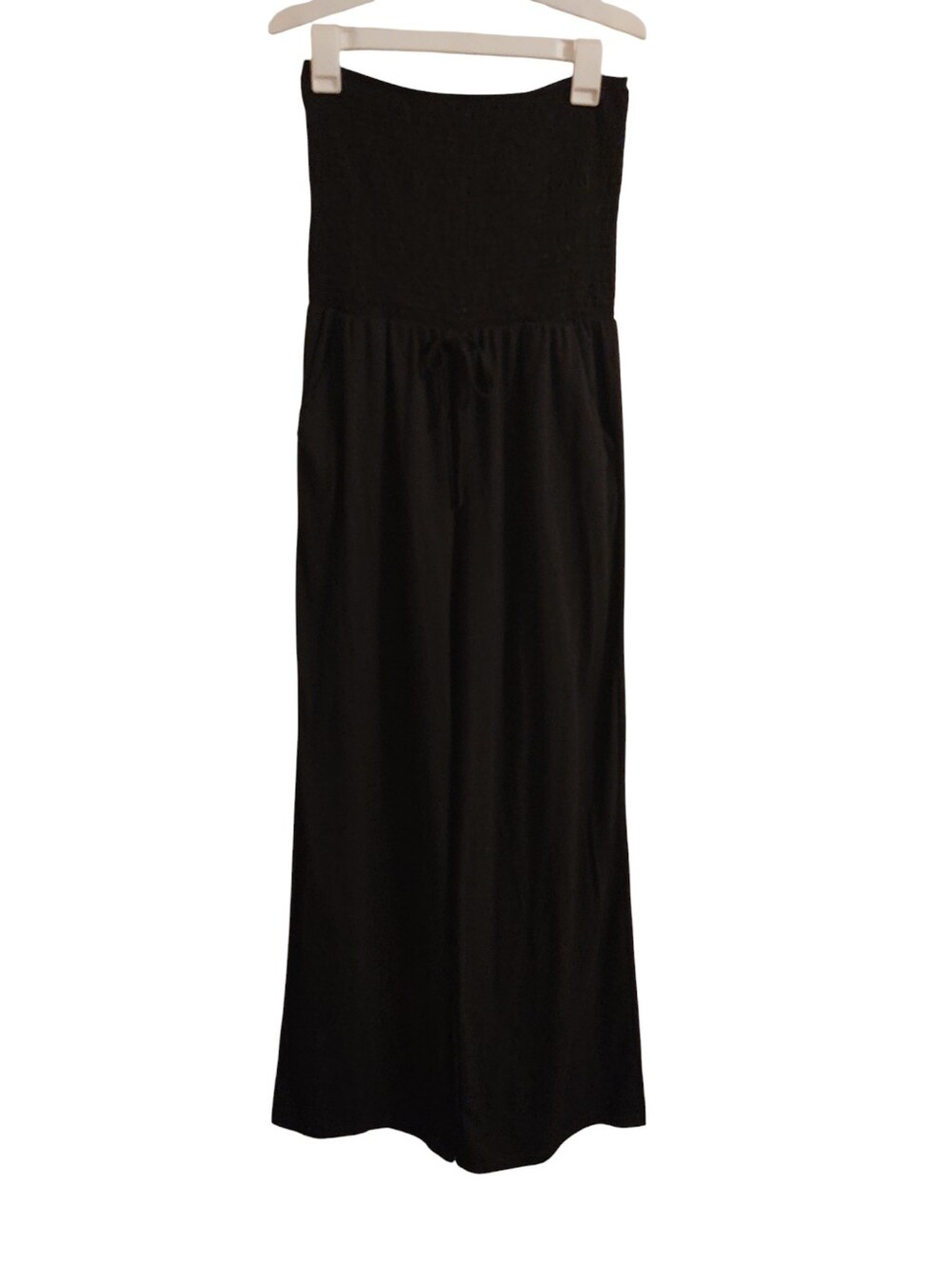 Strapless Black Maxi Jumpsuit W/Pockets Size M